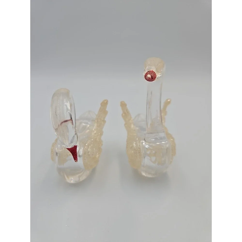 Vintage Miniature Plastic Swan Figurine Set Of 2 Swans Figurine‎ Ornament 3.5